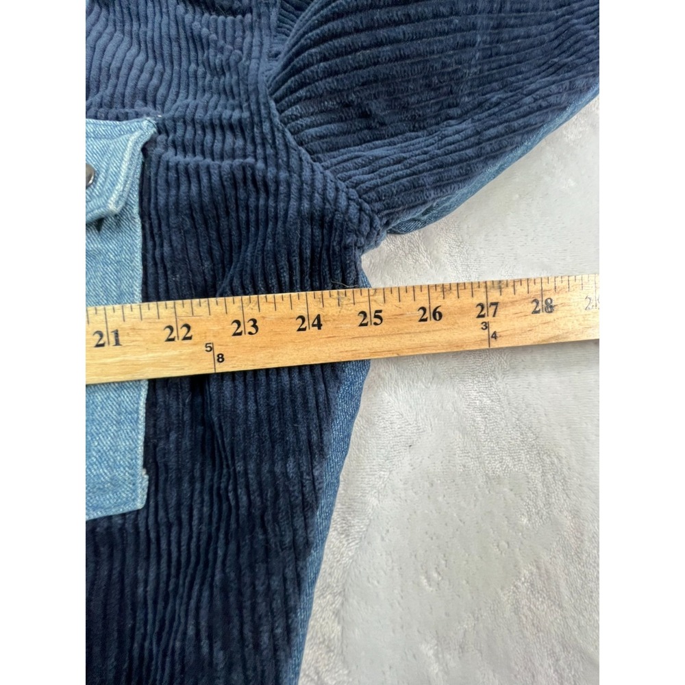 ASOS Mens S Jacket Blue Denim Patch Corduroy‎ Deep Pile Fleece Collar Lined - Picture 7 of 10